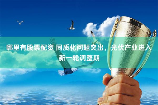 哪里有股票配资 同质化问题突出，光伏产业进入新一轮调整期