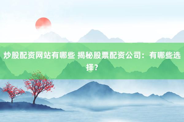 炒股配资网站有哪些 揭秘股票配资公司：有哪些选择？