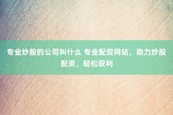 专业炒股的公司叫什么 专业配资网站，助力炒股配资，轻松获利